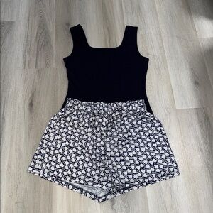 SHEIN Navy and White Patterned Top and Shorts
